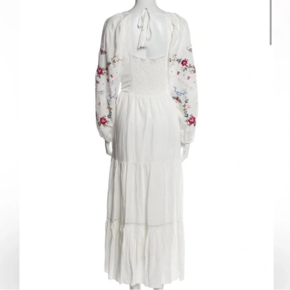 Kobi Halperin Emmy Embroidered Midi Dress Size XL White Floral Embroidery Boho - Picture 3 of 13